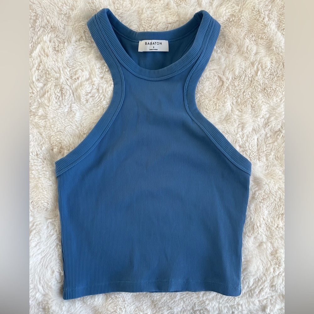 Aritzia Babaton Ribbed Racer Back Cropped Tank